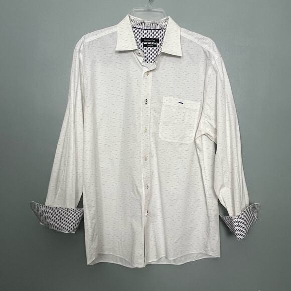 Bugatchi Rainbow Fish Print Men’s Button Down 100% Cotton Casual Shirt Men’s L - Picture 1 of 12